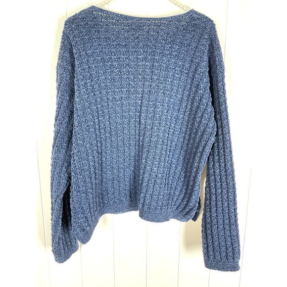 ALPS Unisex Navy Henley Knit Sweater with Metal Buttons Size Large - Picture 5 of 6